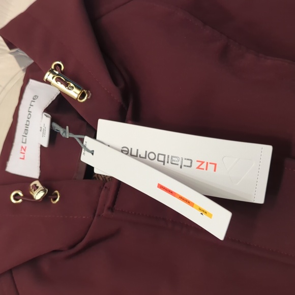 NWT LIZ CLAIBORNE WINE HOODED COAT JACKET GOLD HARDWARE - Picture 10 of 17